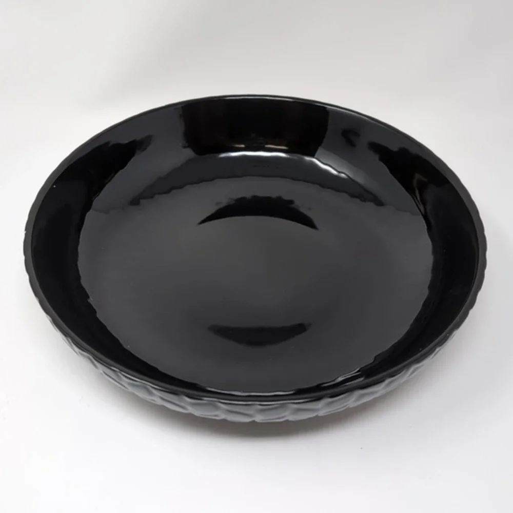 Temp-tations Ovenware Carved Willow 3-qt and 4-qt Ceramic Shallow Bowl Set Black